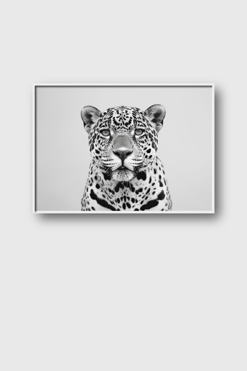 Fotografie Poster Jaguar Kopf schwarz-weiß