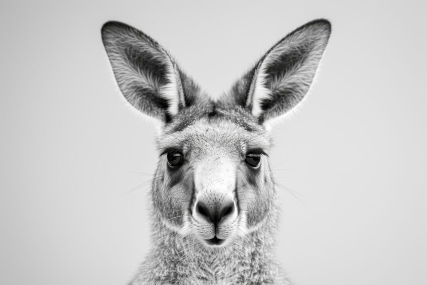 Fotografie Poster Känguru Porträt schwarz-weiß klar