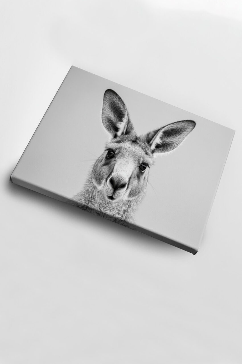 Fotografie Poster Känguru Porträt schwarz-weiß klar