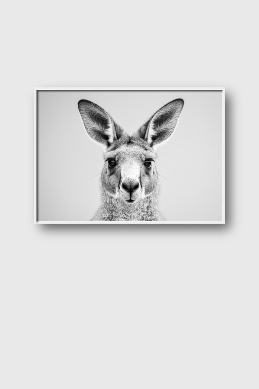 Fotografie Poster Känguru Porträt schwarz-weiß klar
