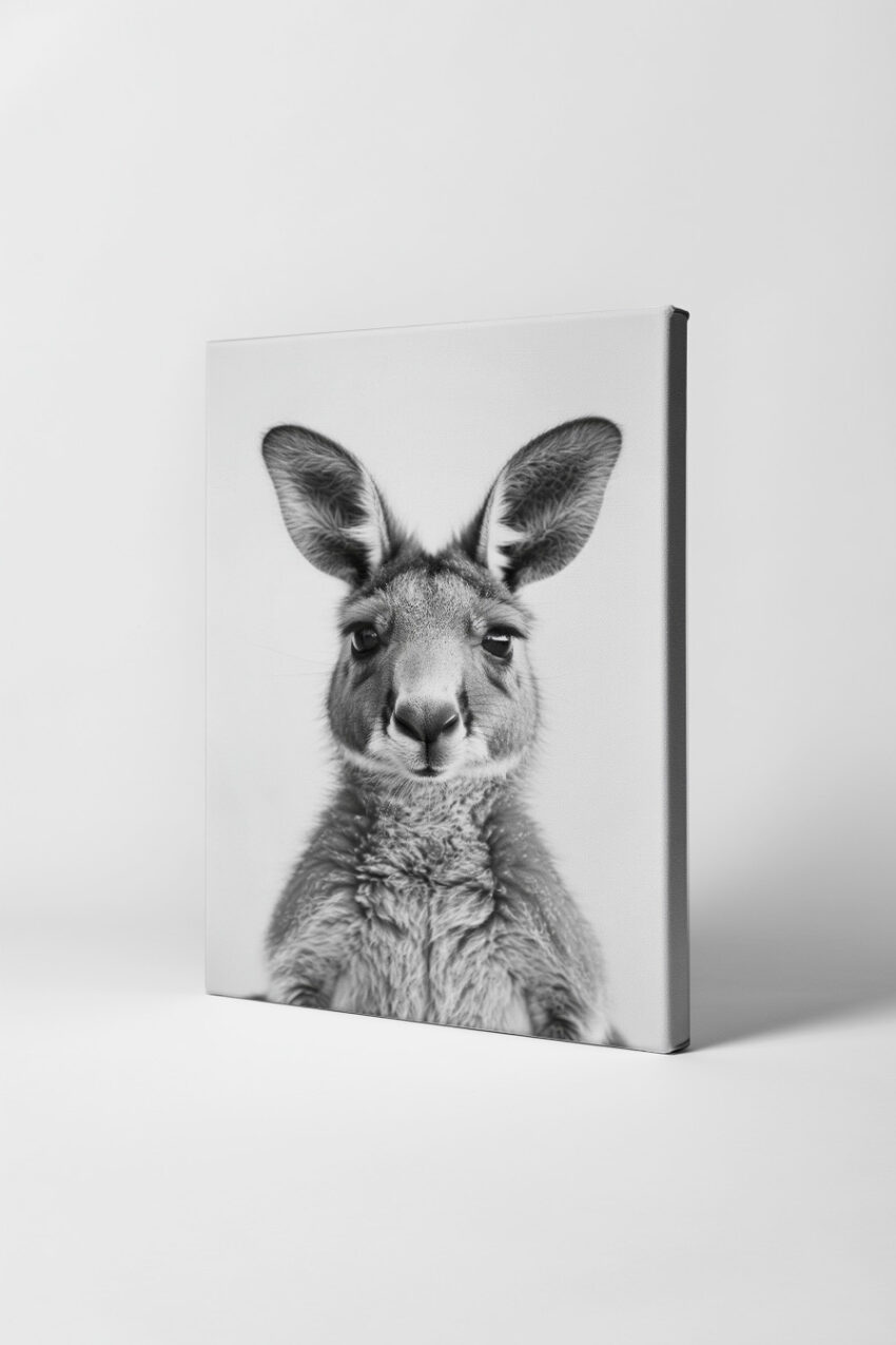 Fotografie Poster Känguru frontal schwarz-weiß