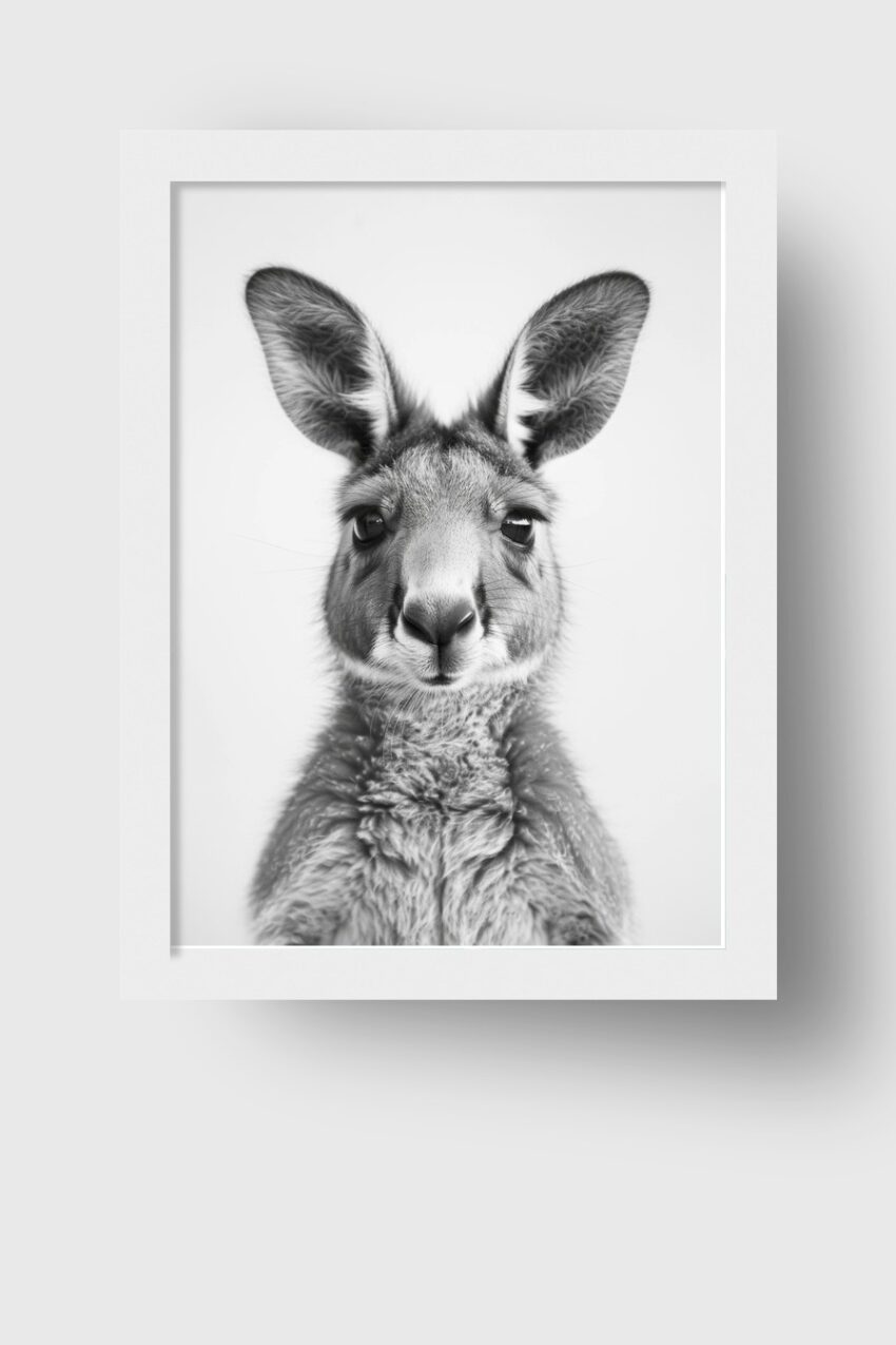 Fotografie Poster Känguru frontal schwarz-weiß