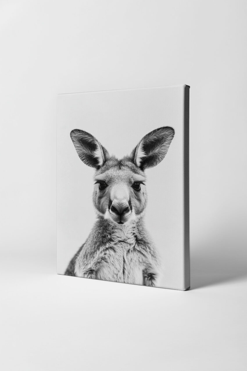 Fotografie Poster Känguru Porträt schwarz-weiß