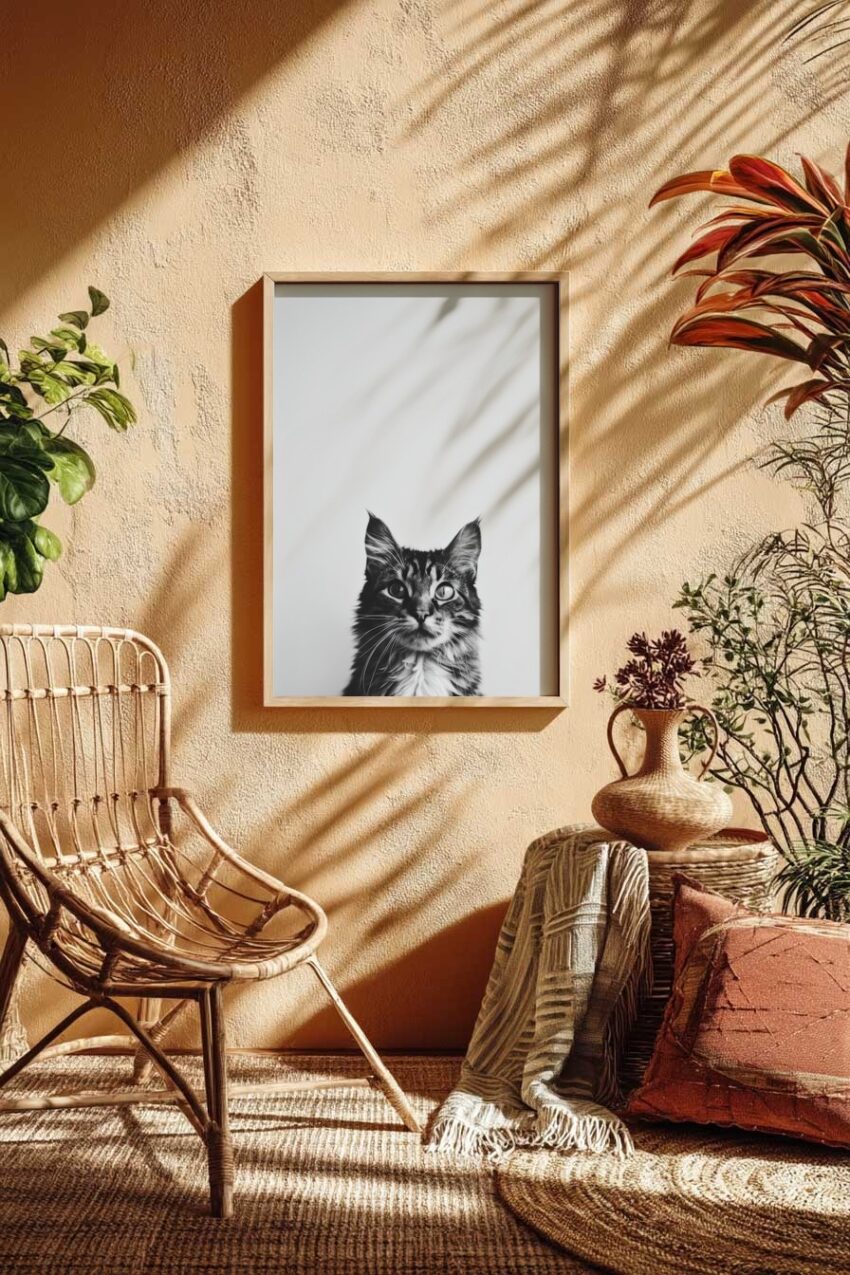 Fotografie Poster Katze Porträt schwarz-weiß minimalistisch