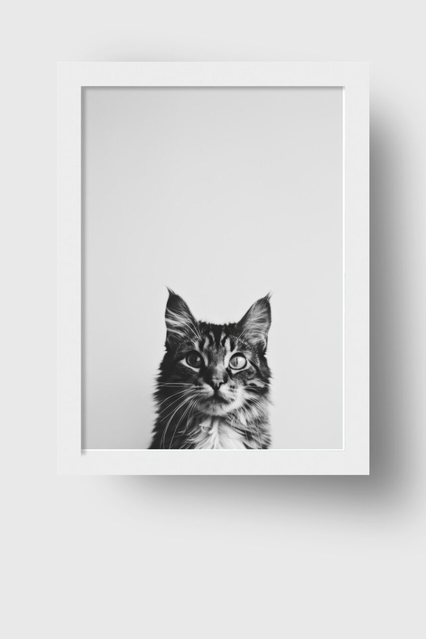 Fotografie Poster Katze Porträt schwarz-weiß minimalistisch
