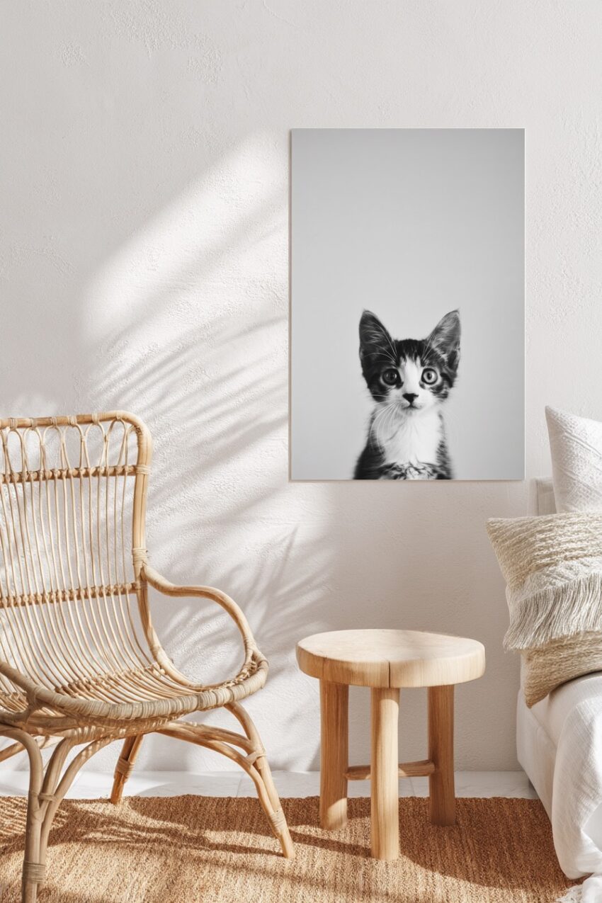 Fotografie Poster Katze Portrait schwarz-weiß nah