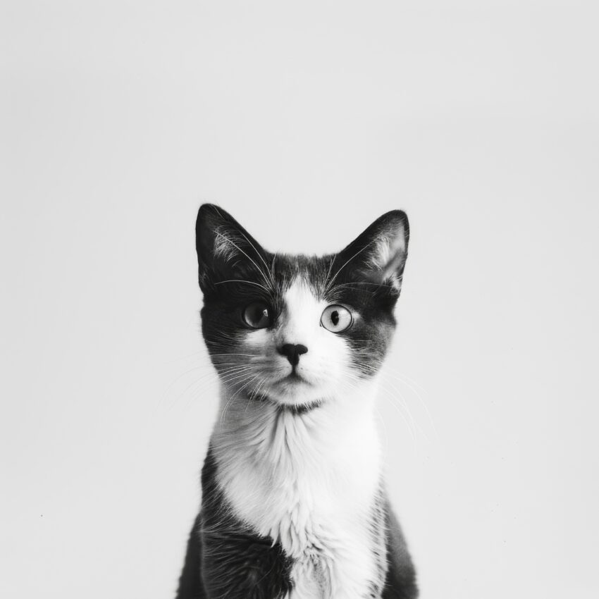 Fotografie Poster Katze schwarz-weiß Blick frontal