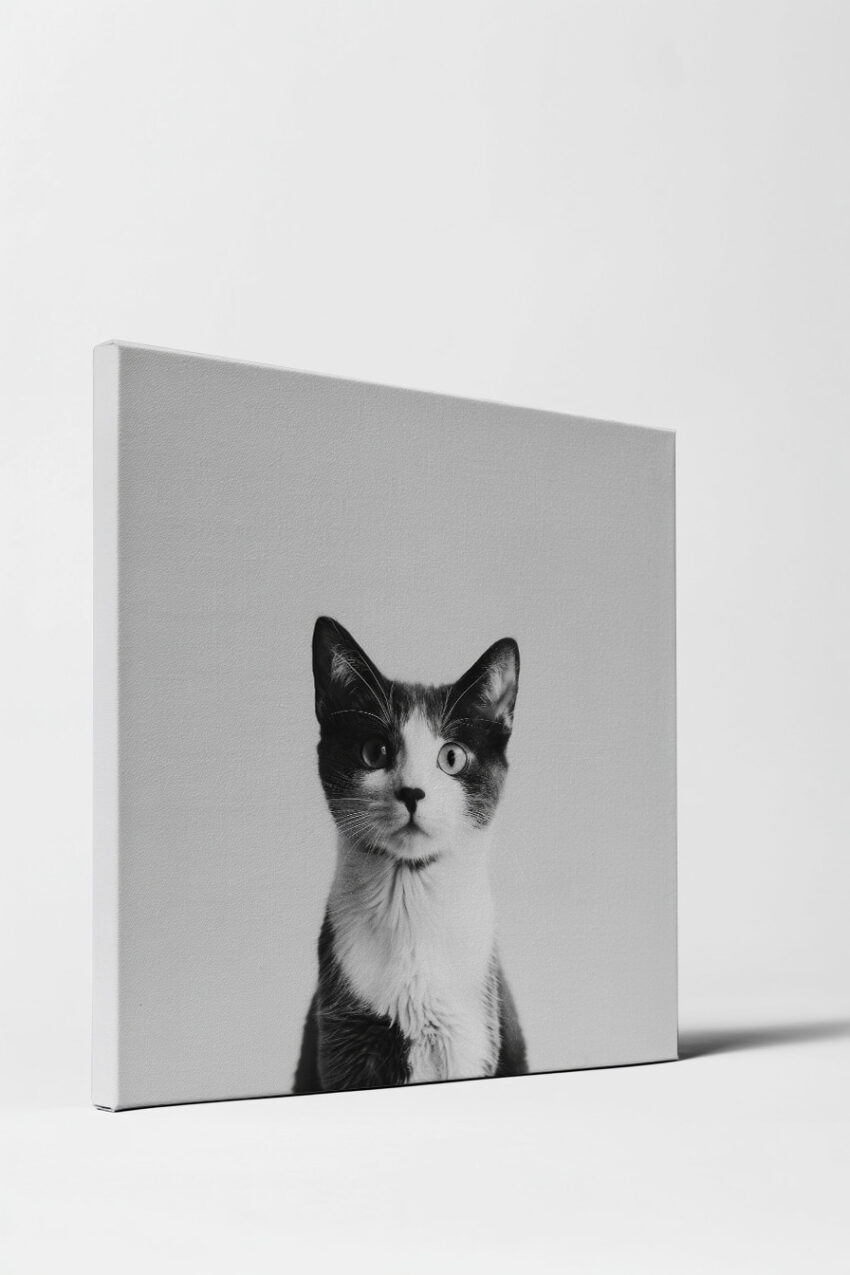 Fotografie Poster Katze schwarz-weiß Blick frontal