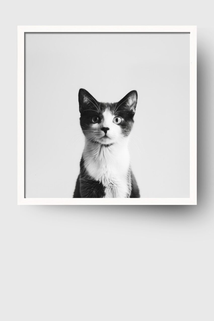 Fotografie Poster Katze schwarz-weiß Blick frontal