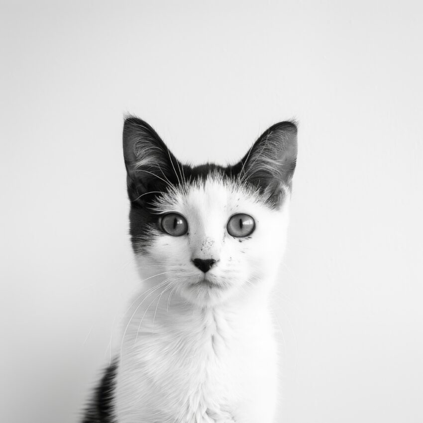 Fotografie Poster Katze schwarz-weiß Nahaufnahme minimalistisch