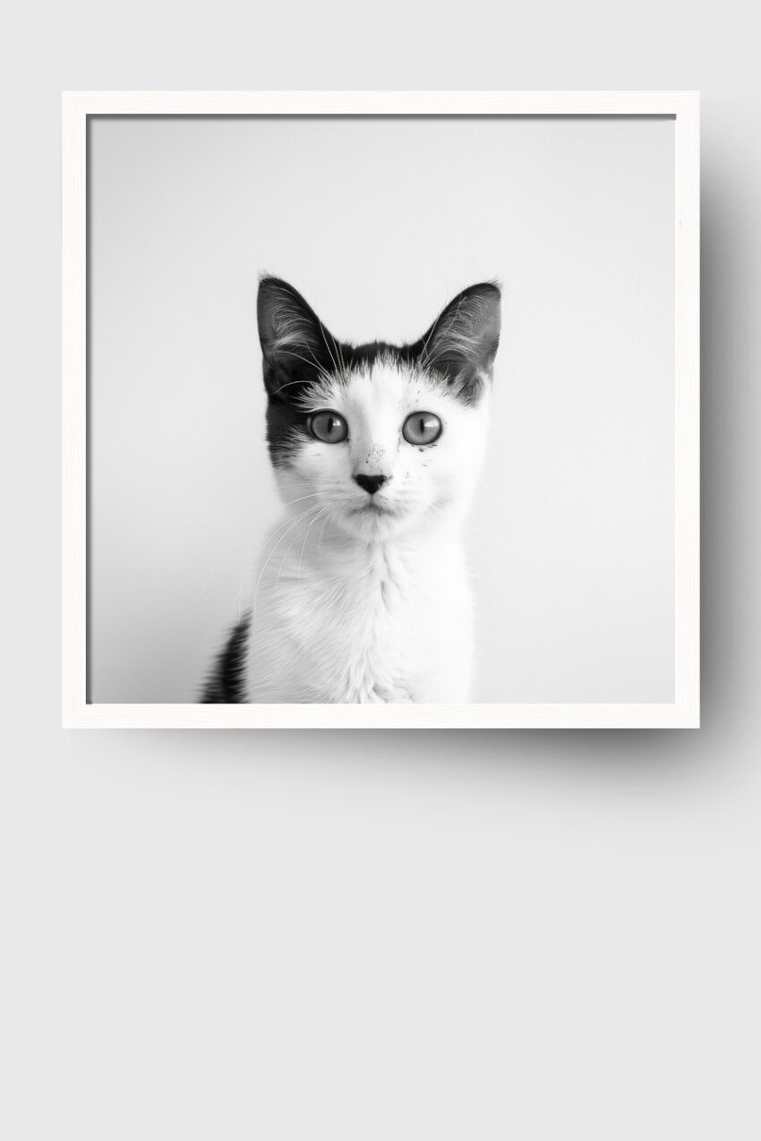 Fotografie Poster Katze schwarz-weiß Nahaufnahme minimalistisch