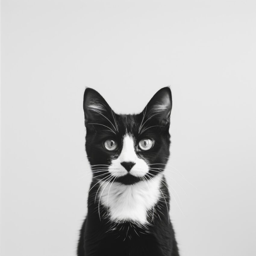 Fotografie Poster Katze schwarz-weiß klarer Blick minimalistisch