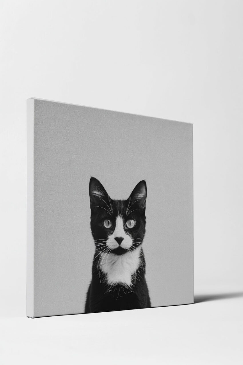 Fotografie Poster Katze schwarz-weiß klarer Blick minimalistisch