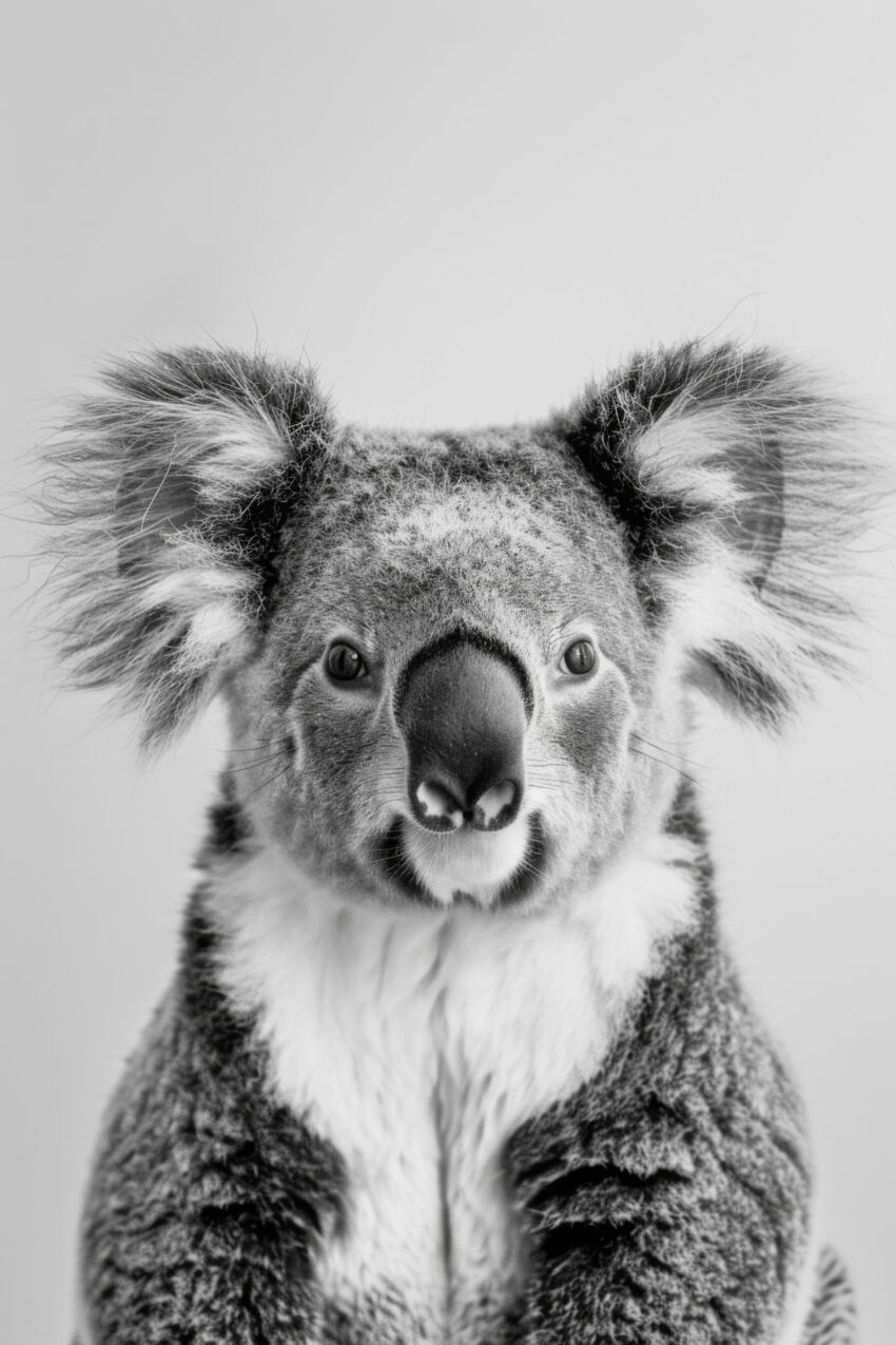 Fotografie Poster Koala Gesicht monochrom detailreich