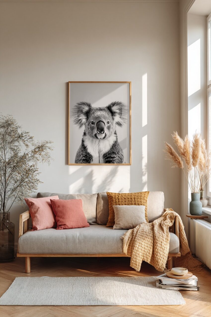 Fotografie Poster Koala Gesicht monochrom detailreich