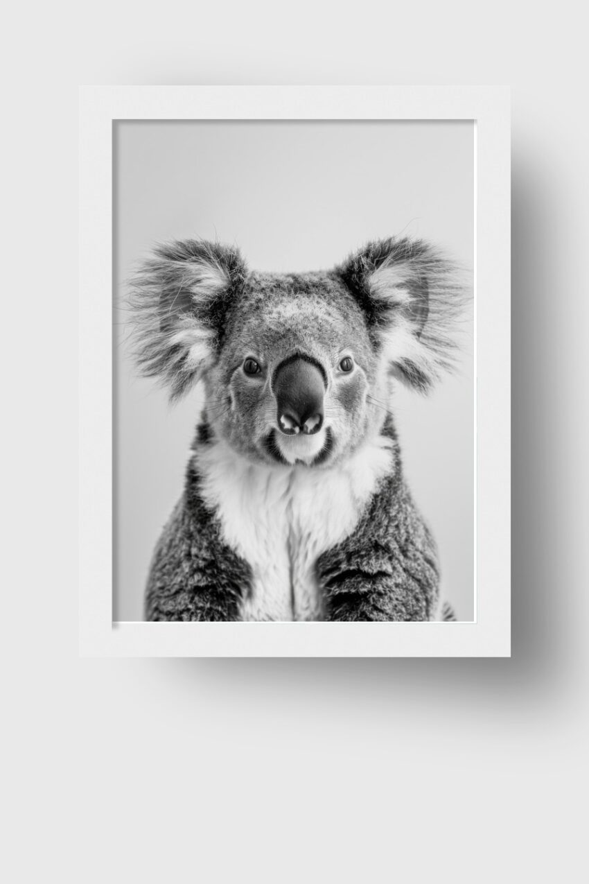 Fotografie Poster Koala Gesicht monochrom detailreich