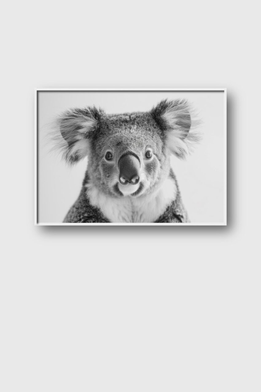 Fotografie Poster Koala frontal schwarz-weiß