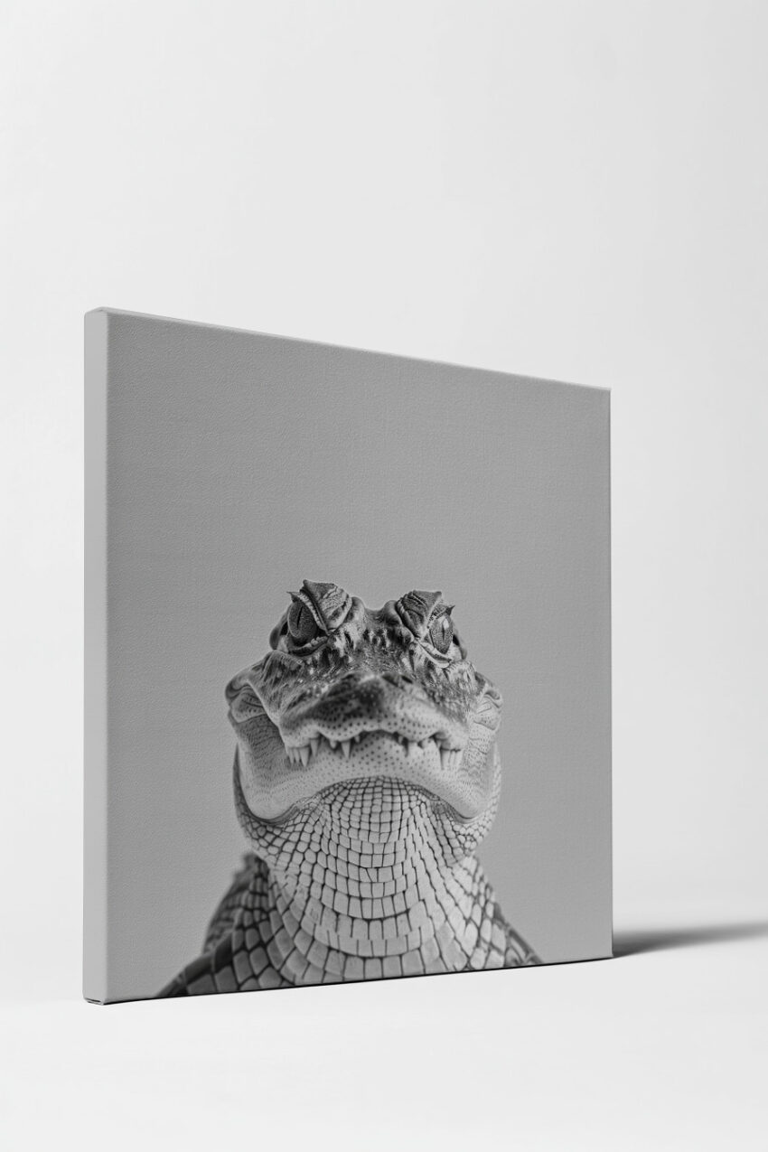 Fotografie Poster Krokodil Kopf schwarz-weiß intensiv