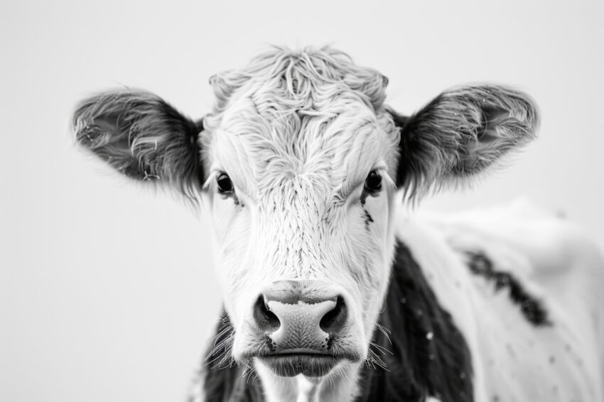 Fotografie Poster Kalb Nase schwarz-weiß Nahaufnahme