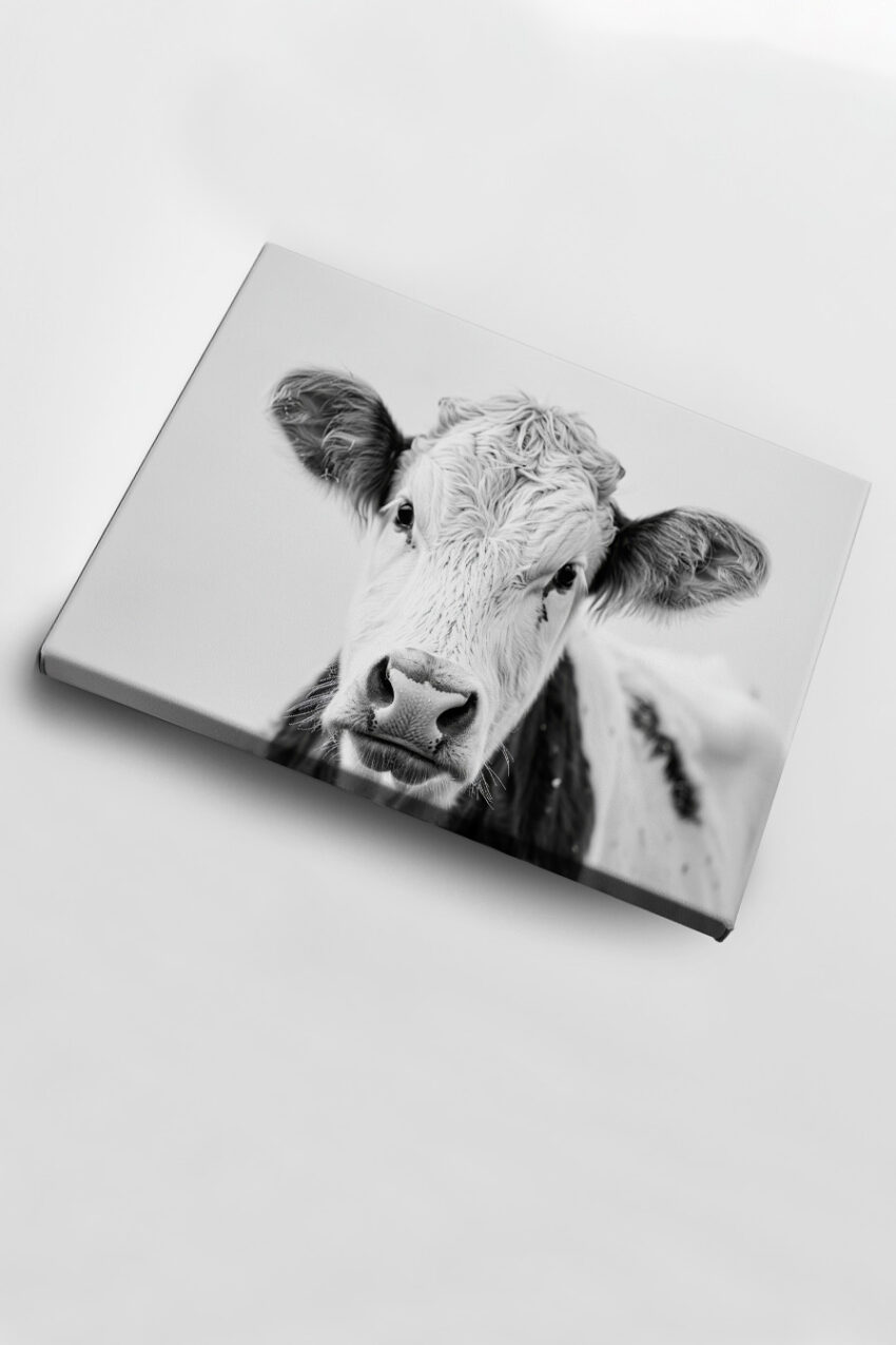 Fotografie Poster Kalb Nase schwarz-weiß Nahaufnahme