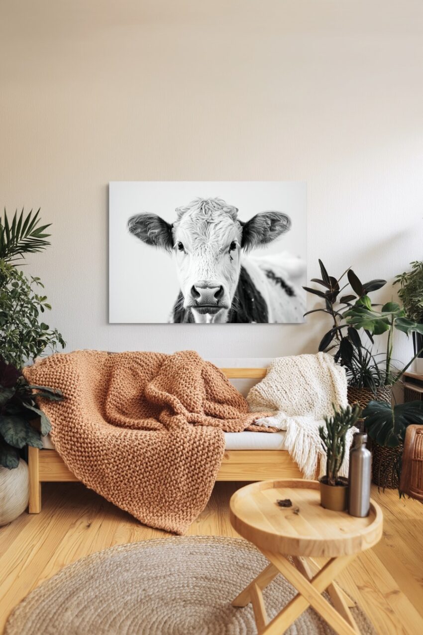 Fotografie Poster Kalb Nase schwarz-weiß Nahaufnahme