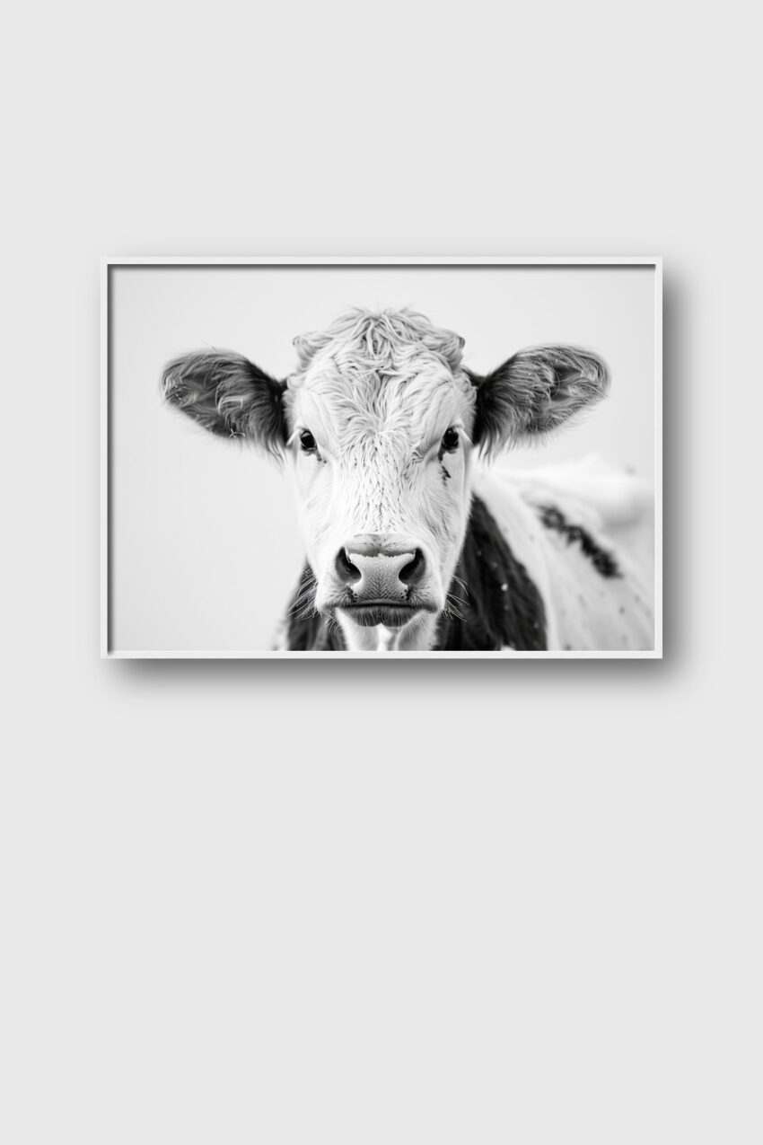 Fotografie Poster Kalb Nase schwarz-weiß Nahaufnahme