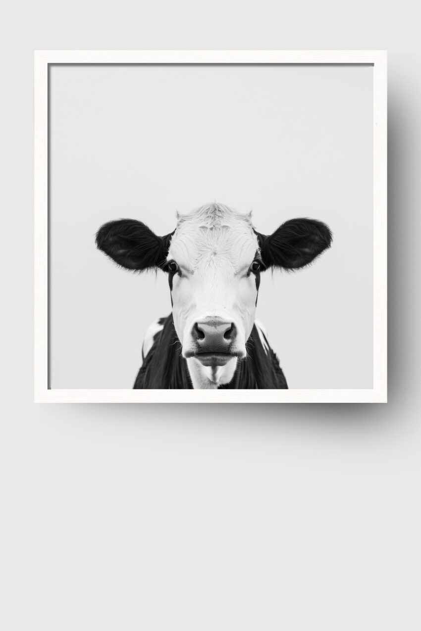 Fotografie Poster kuh Porträt schwarz-weiß minimalistisch