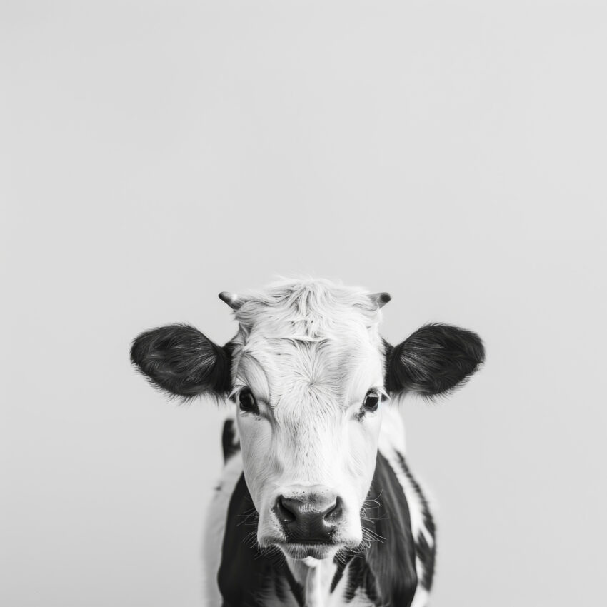 Fotografie Poster Kalb frontal schwarz-weiß