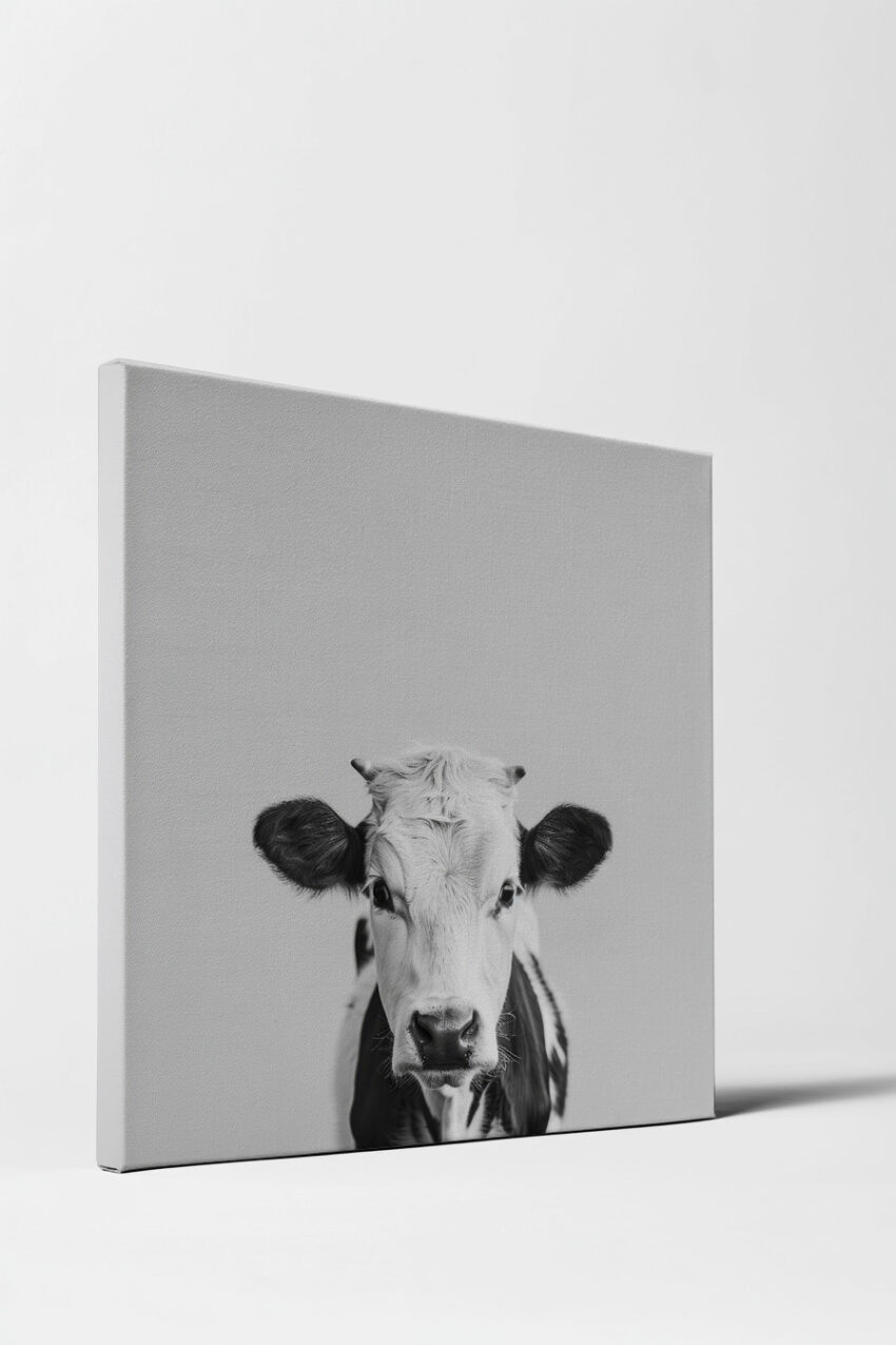 Fotografie Poster Kalb frontal schwarz-weiß