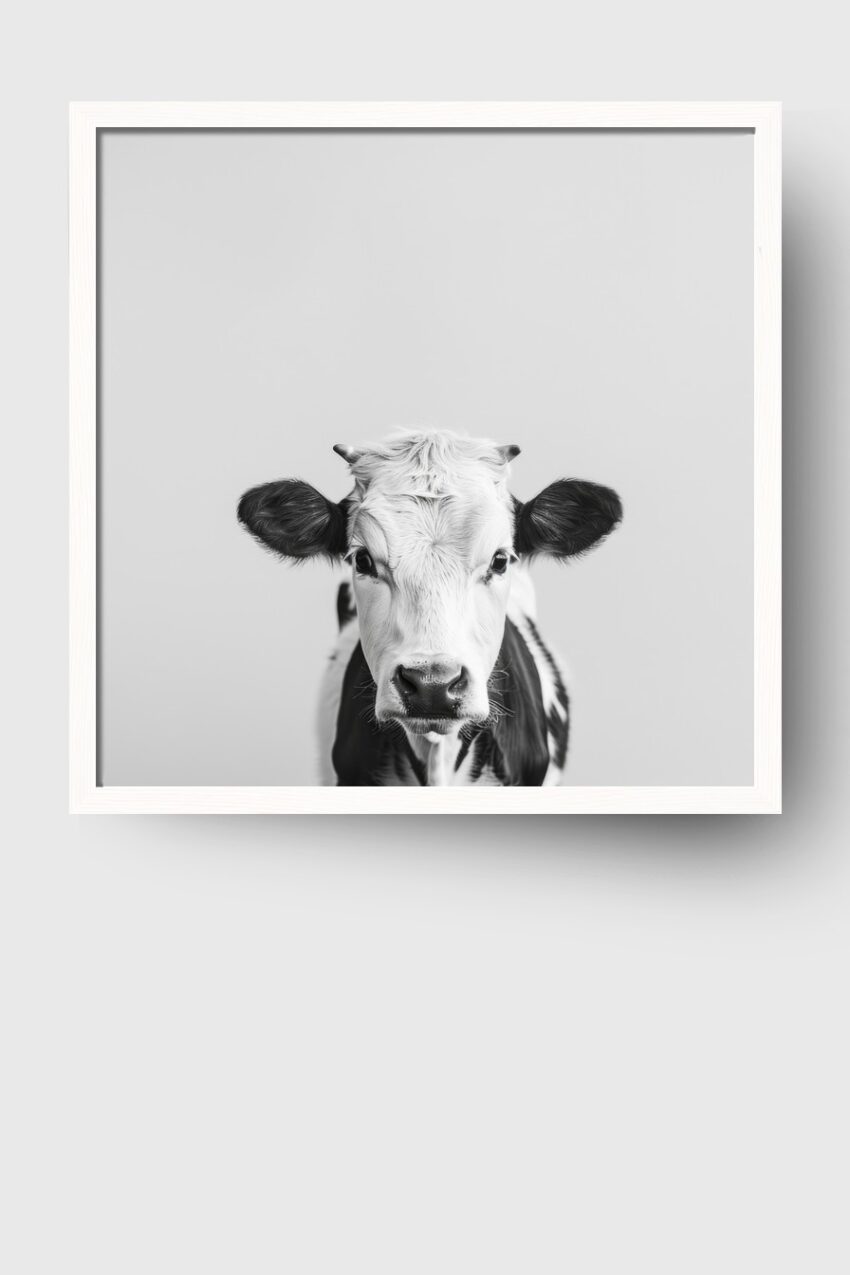 Fotografie Poster Kalb frontal schwarz-weiß
