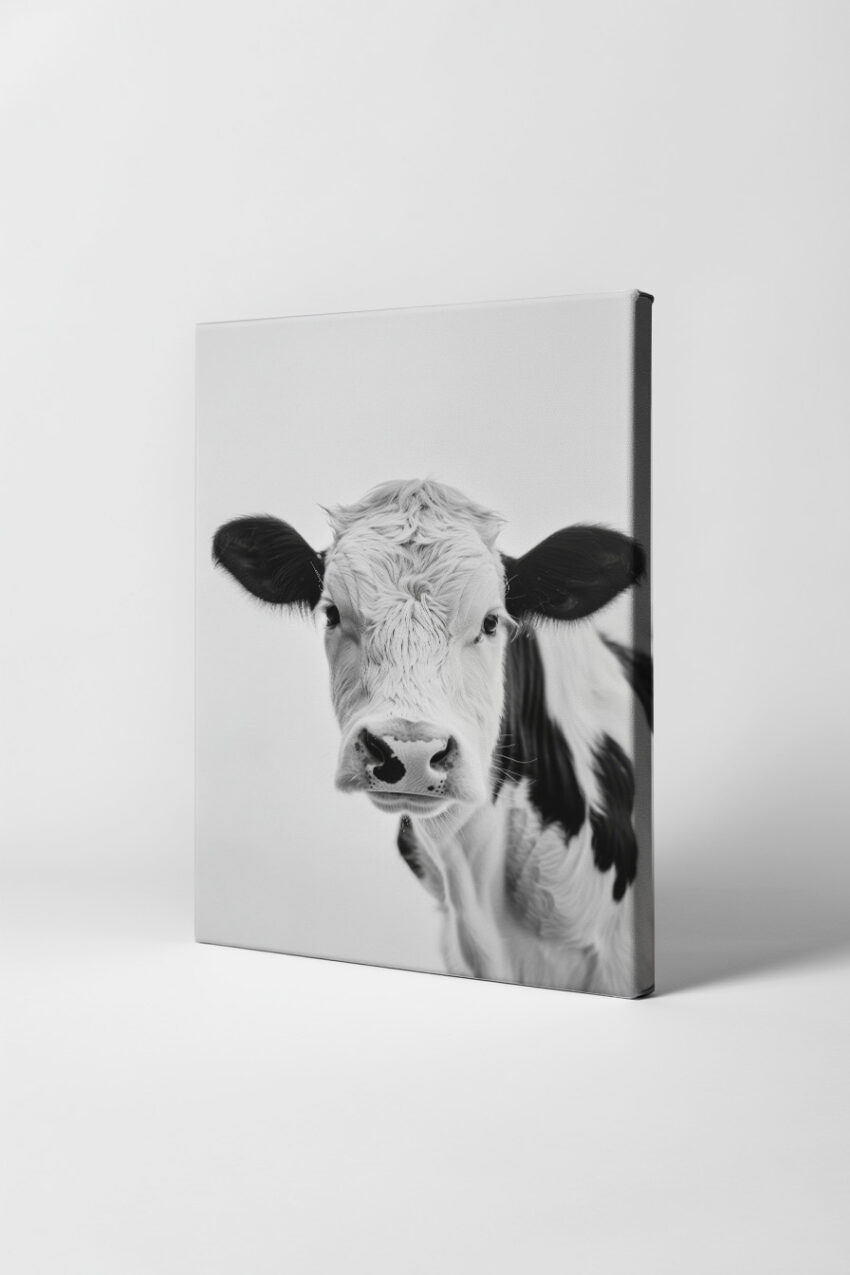 Fotografie Poster Kuh frontal schwarz-weiß direkt