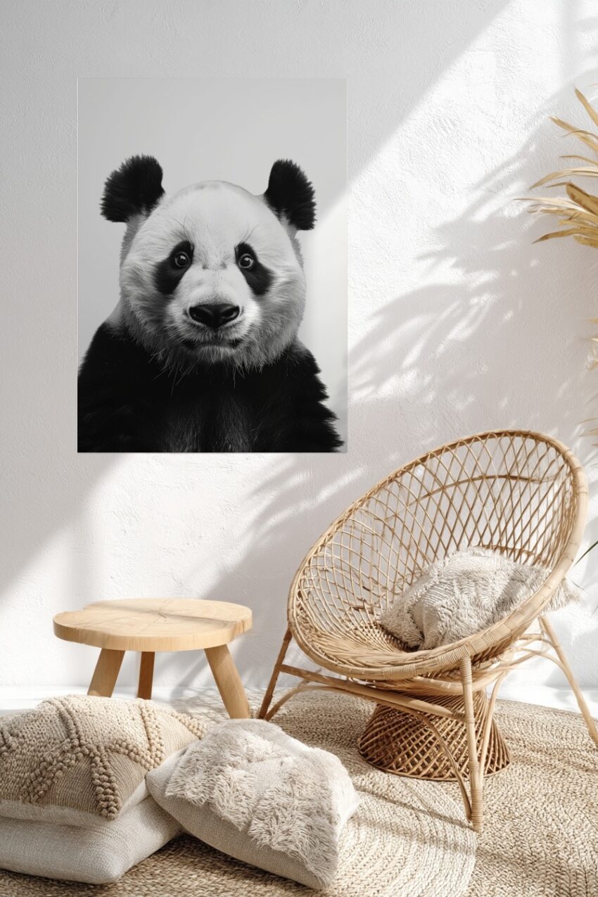 Fotografie Poster Panda Nahaufnahme schwarz-weiß detailreich