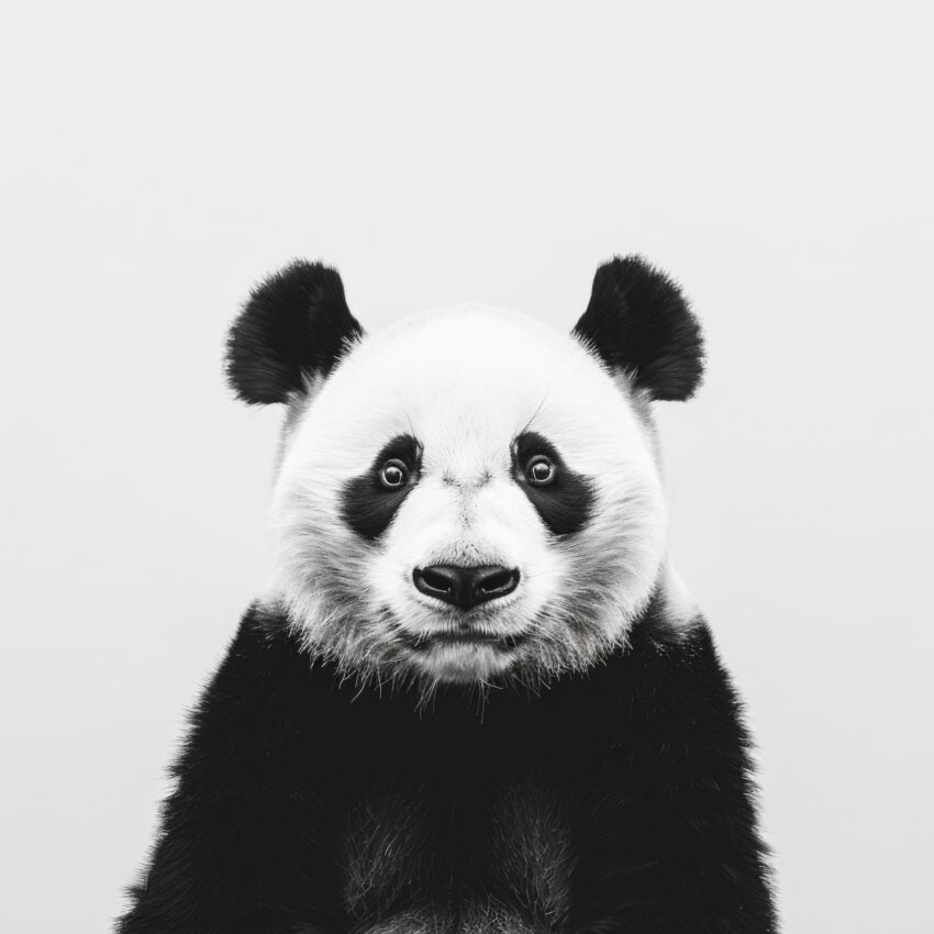 Fotografie Poster Panda schwarz-weiß frontal klar