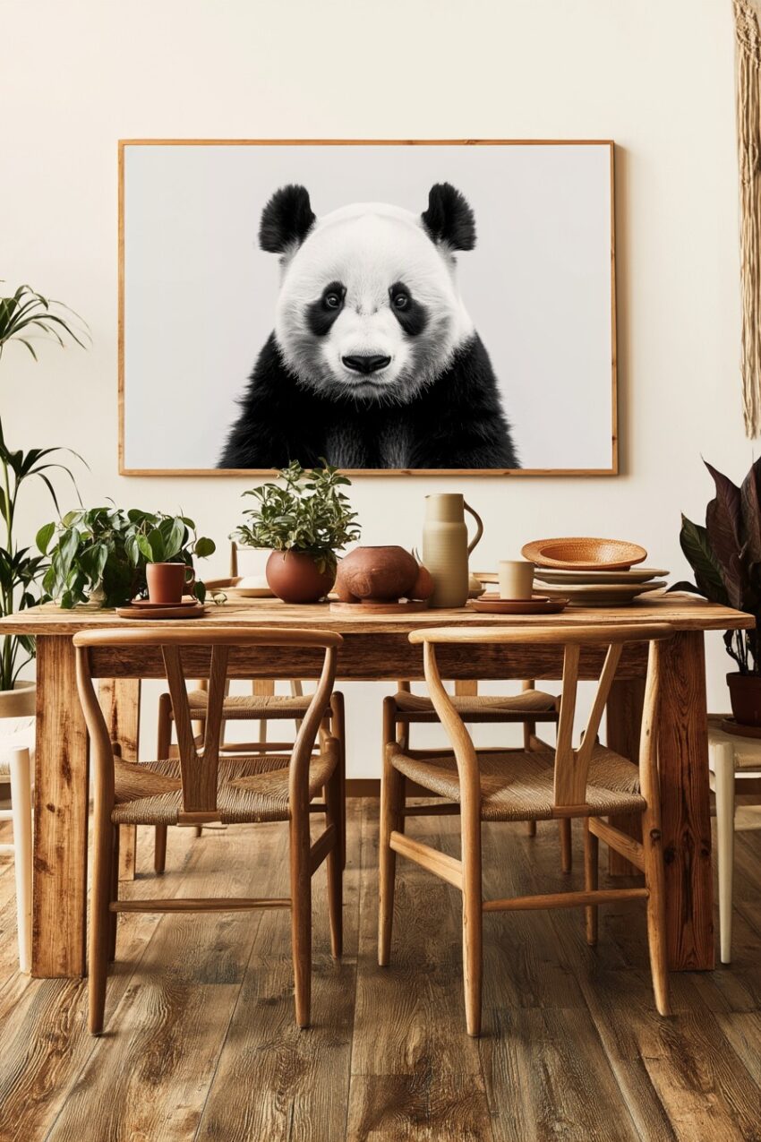 Fotografie Poster Panda schwarz weiß klar