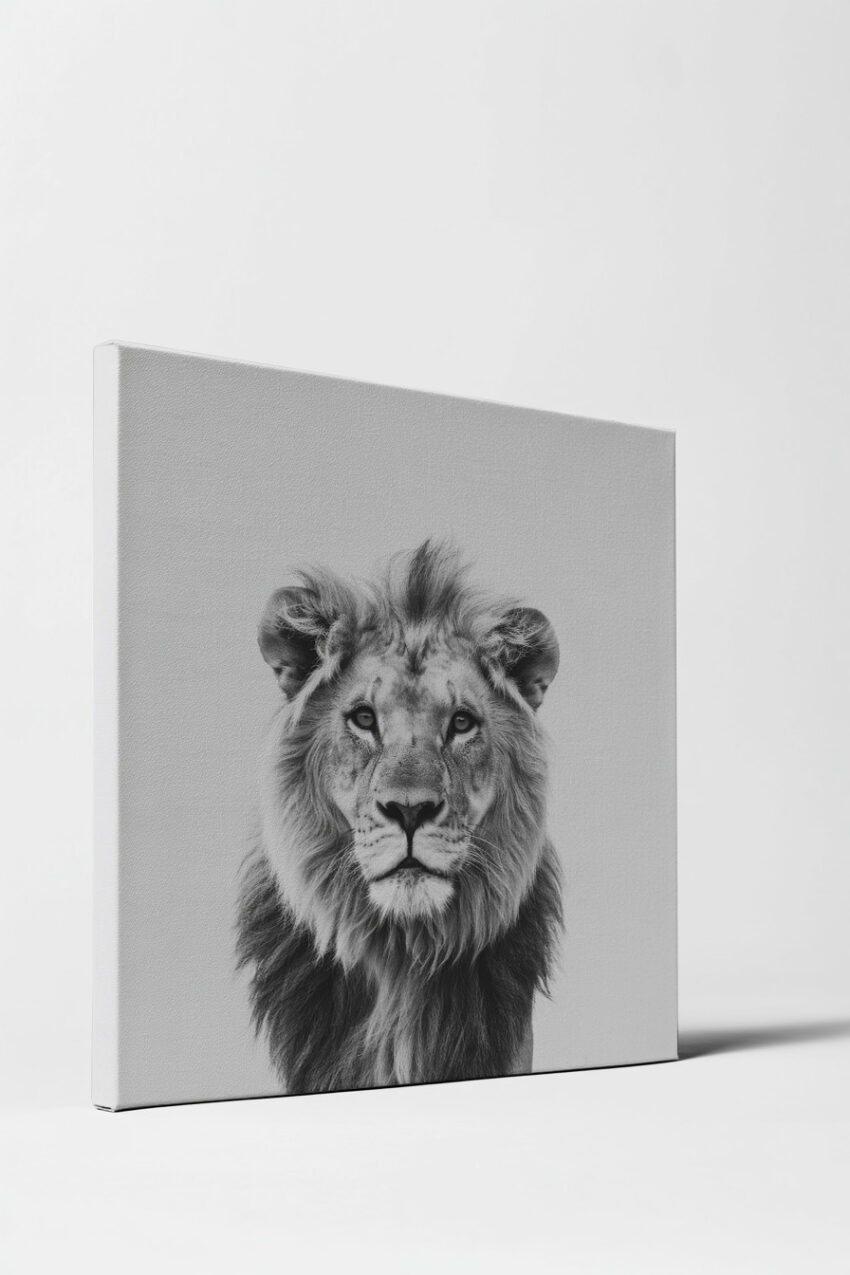 Fotografie Poster Löwenkopf schwarz-weiß kraftvoll