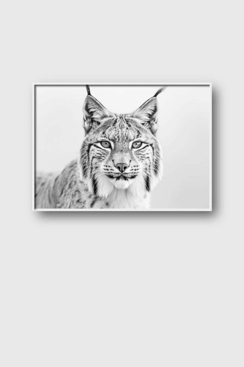 Fotografie Poster Luchs Porträt schwarz-weiß