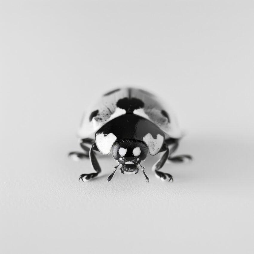 Fotografie Poster Marienkäfer frontal schwarz-weiß klar