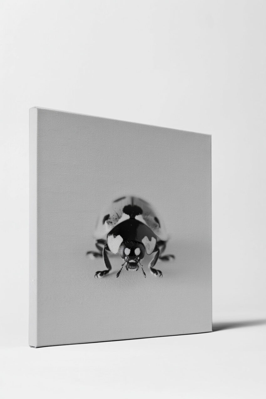 Fotografie Poster Marienkäfer frontal schwarz-weiß klar