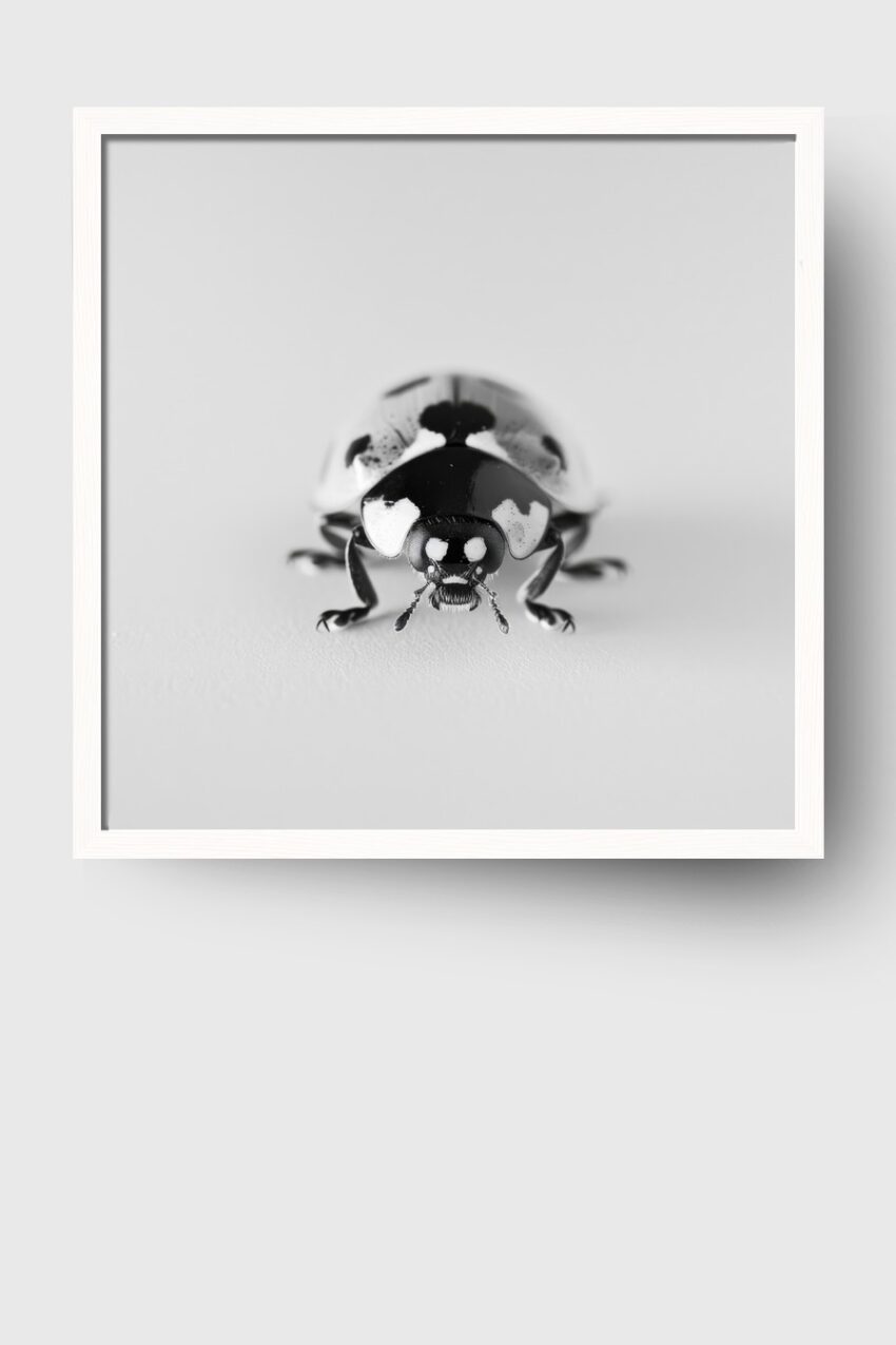 Fotografie Poster Marienkäfer frontal schwarz-weiß klar