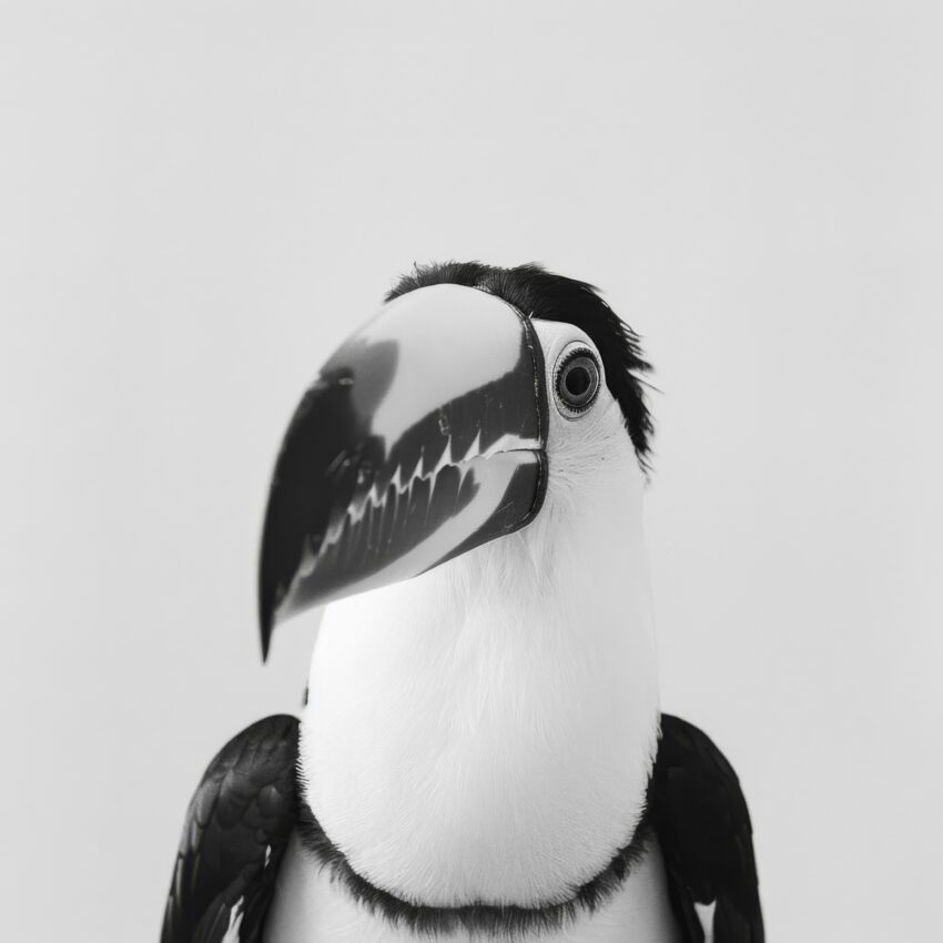 Fotografie Poster Tukan Nahaufnahme Schwarz-Weiß