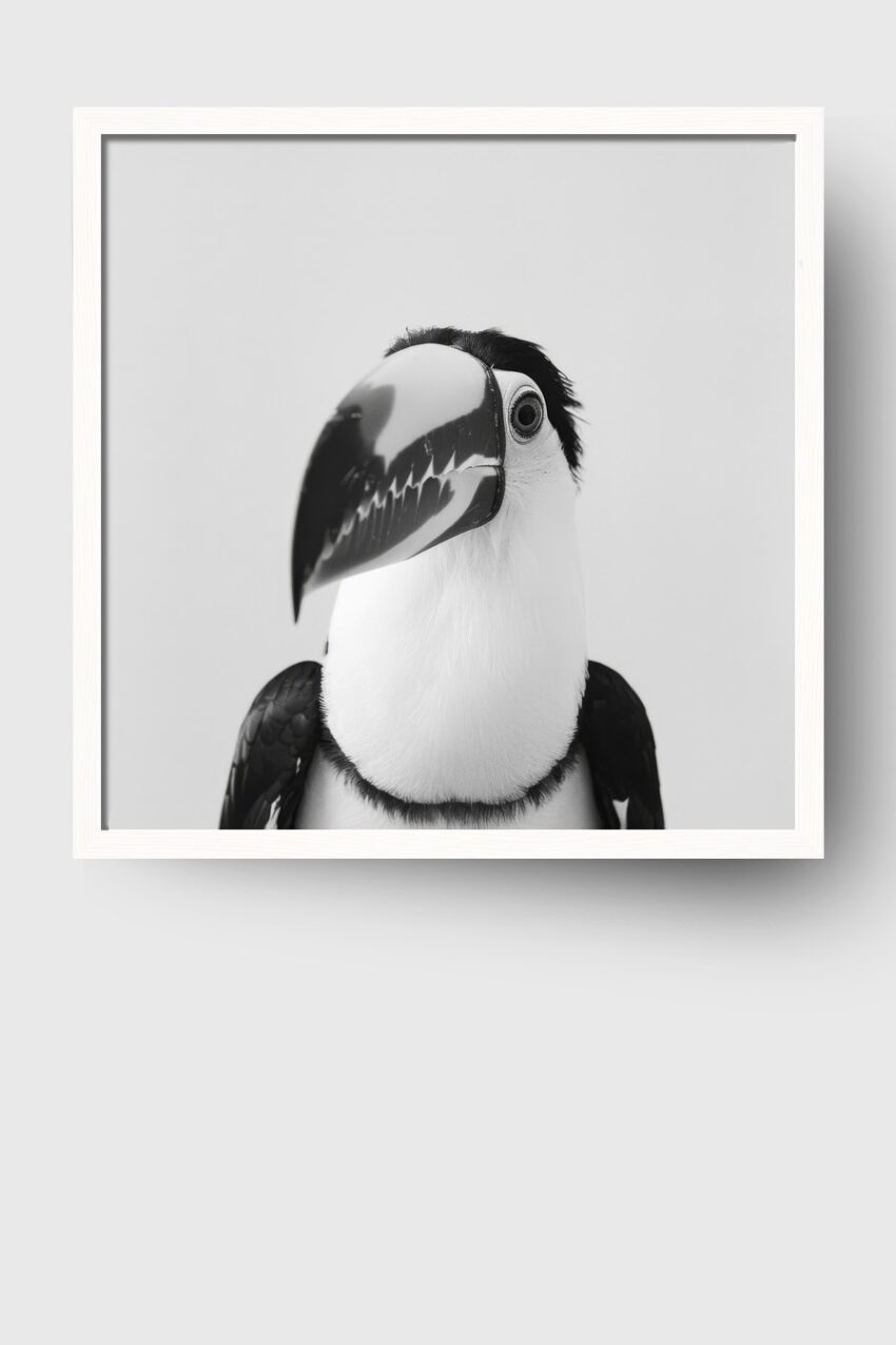 Fotografie Poster Tukan Nahaufnahme Schwarz-Weiß