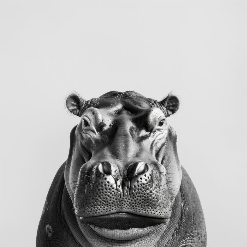 Fotografie Poster Nashorn Kopf frontal schwarzweiß