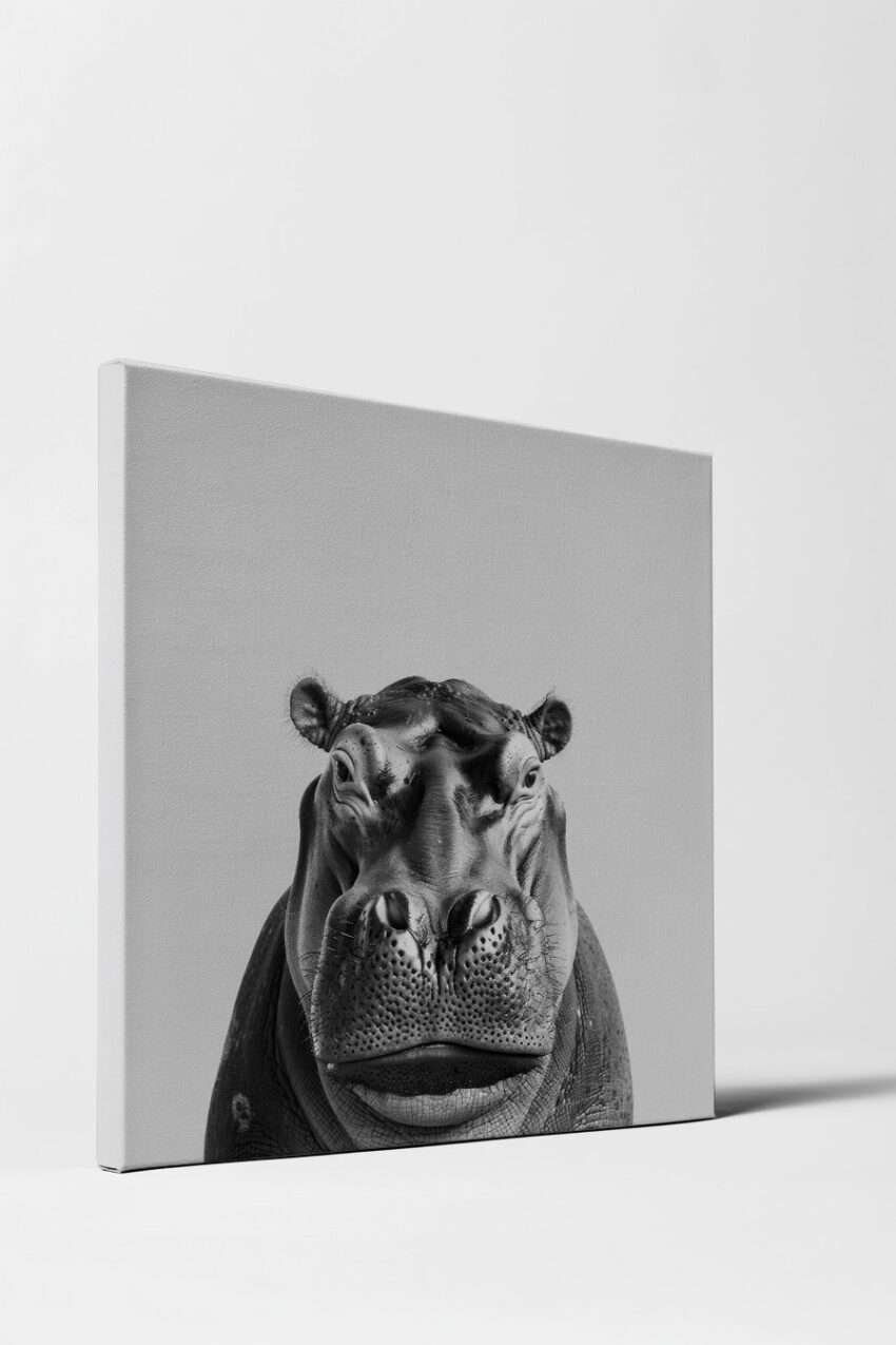 Fotografie Poster Nashorn Kopf frontal schwarzweiß