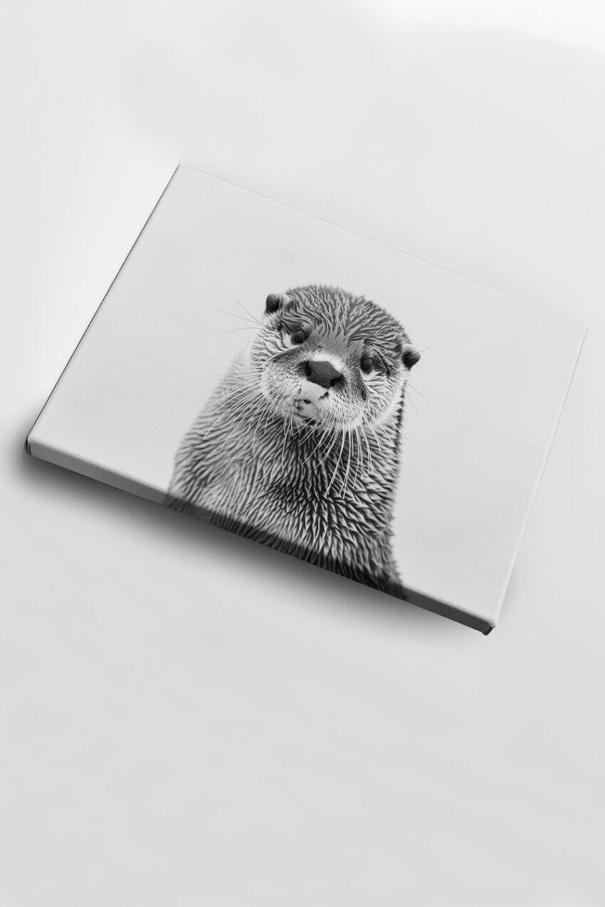 Fotografie Poster Otter nasse Schnauze schwarz-weiß