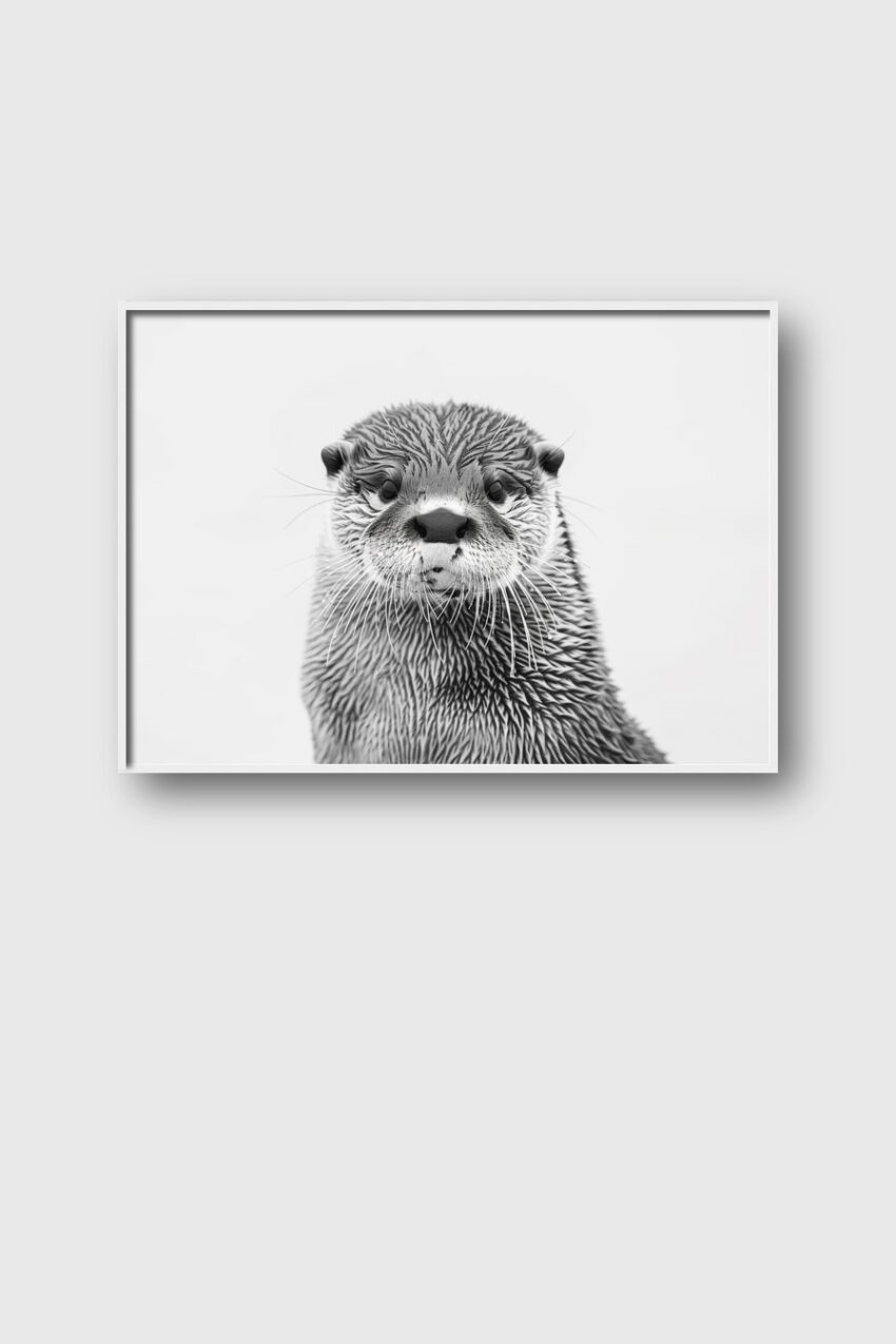 Fotografie Poster Otter nasse Schnauze schwarz-weiß