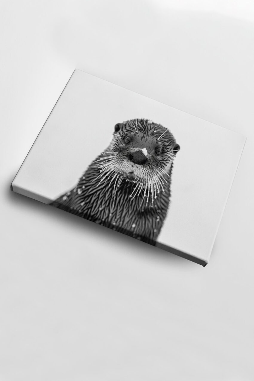 Fotografie Poster Otter Schnee Nase schwarz-weiß