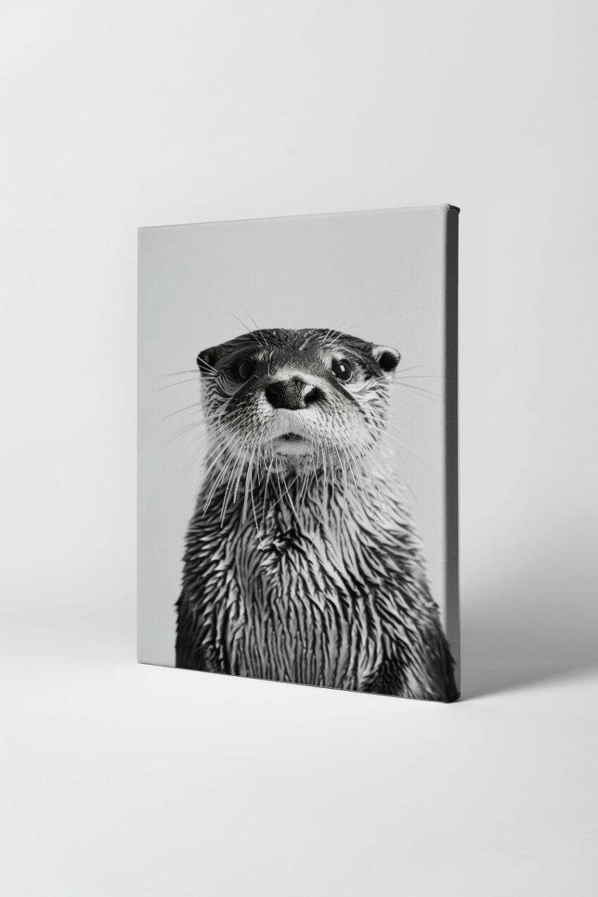 Fotografie Poster Otter Portrait nah schwarz-weiß