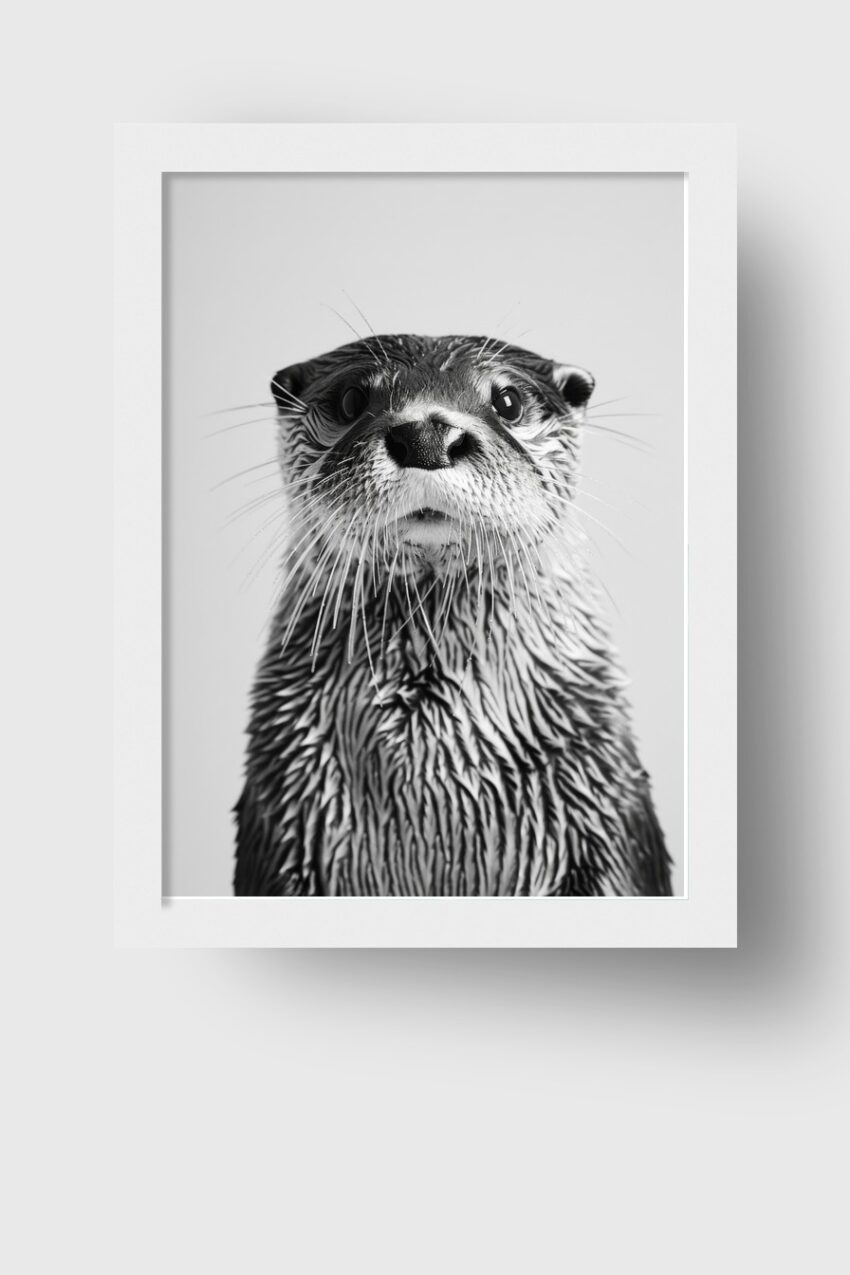 Fotografie Poster Otter Portrait nah schwarz-weiß