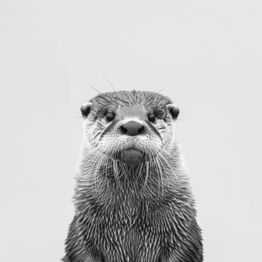 Fotografie Poster Otter nasse Schnauze schwarz-weiß