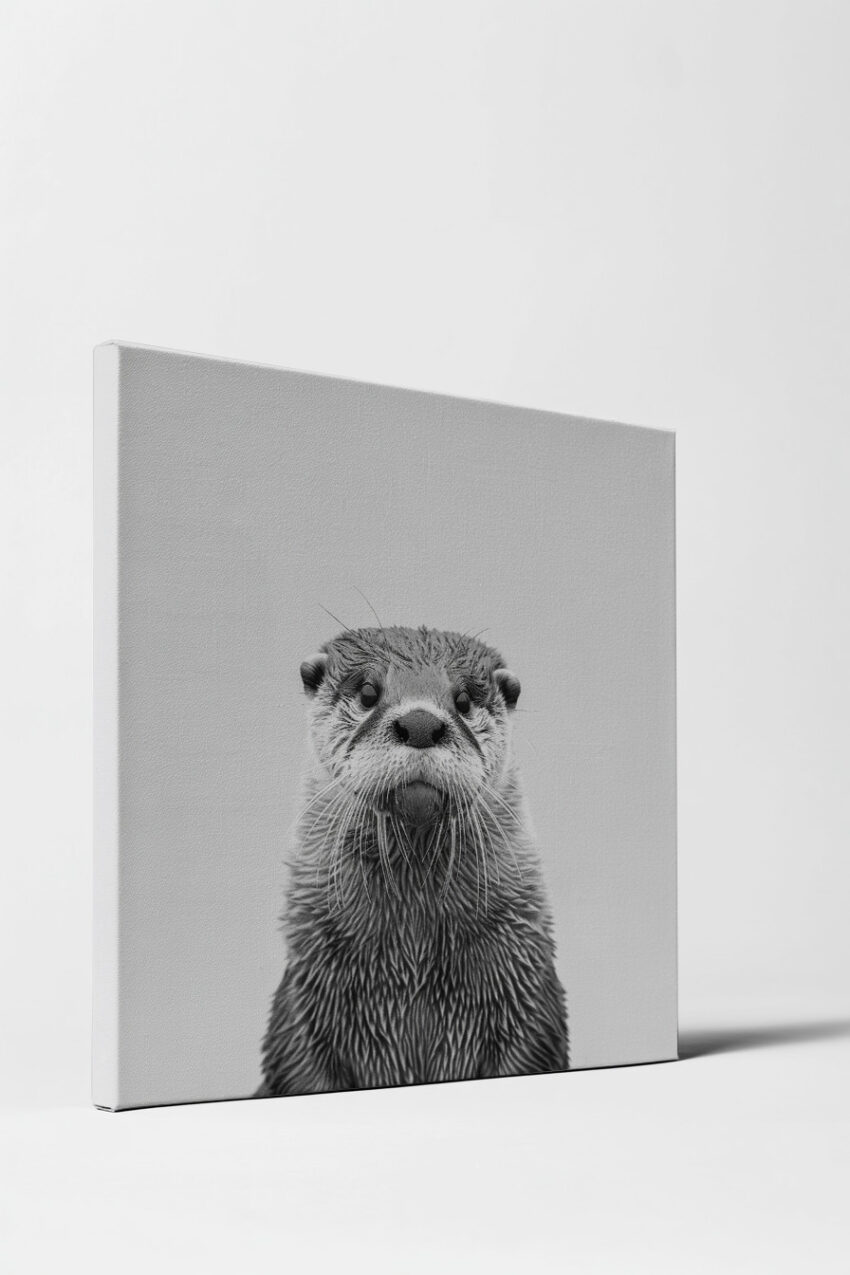 Fotografie Poster Otter nasse Schnauze schwarz-weiß